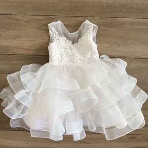 White tulle Flower Girl Lace Dress 3T